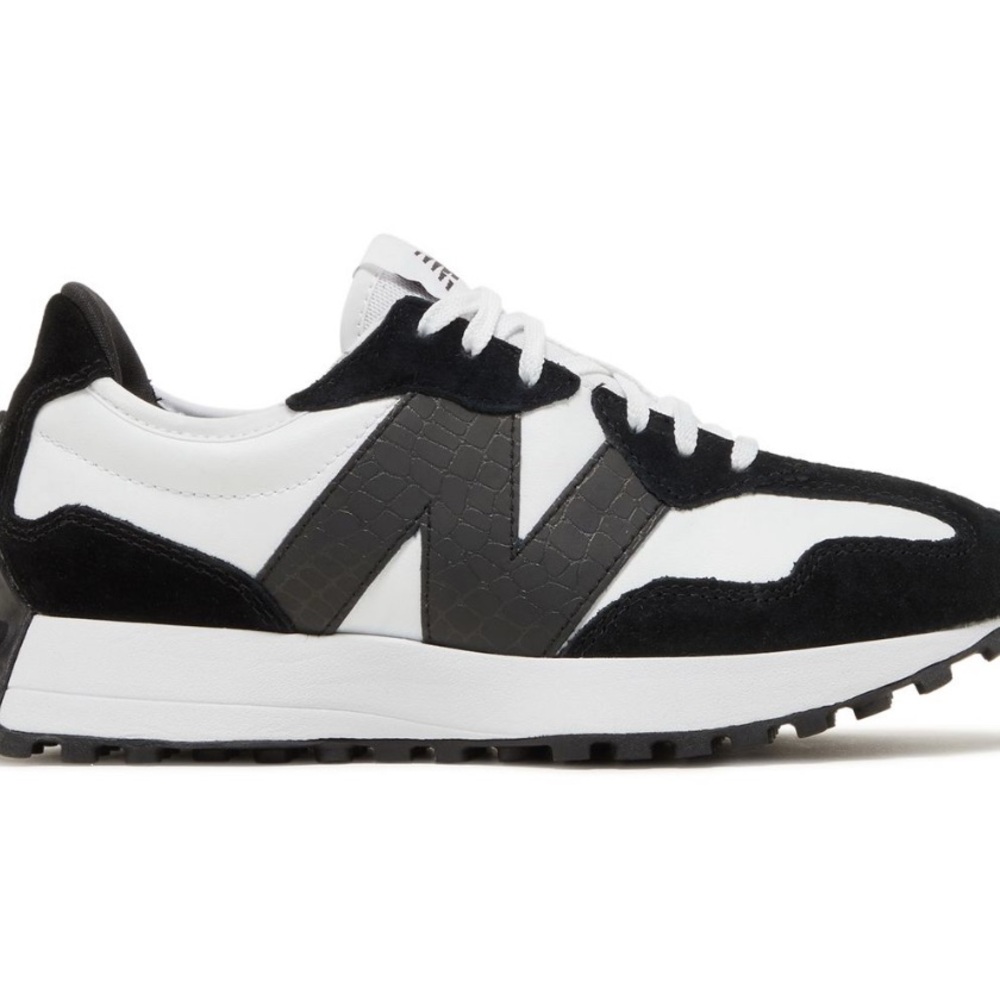 New Balancr 327 Black White Crocodile Sz 6
